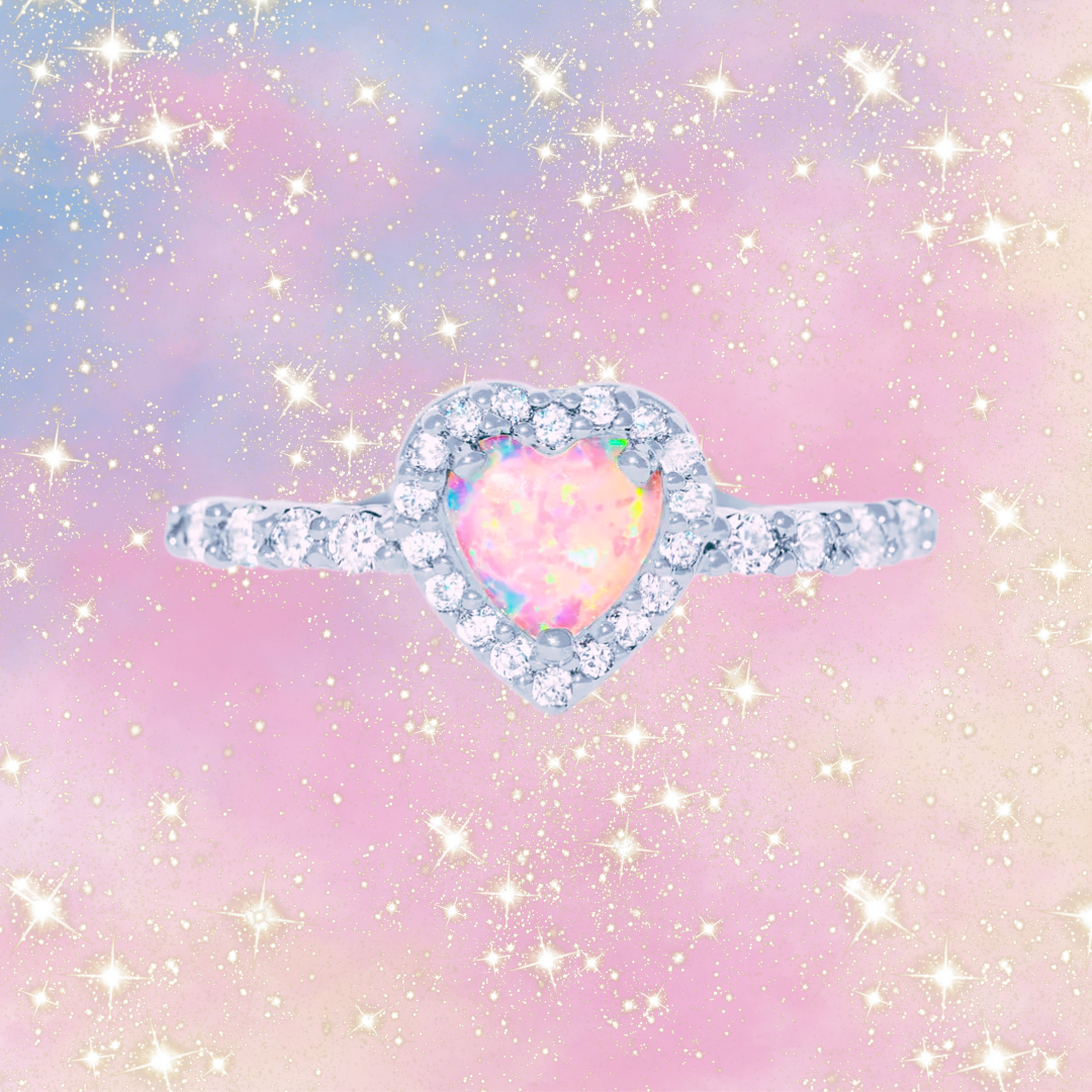 Girls Crew Stolen Heart Pink Opal Ring