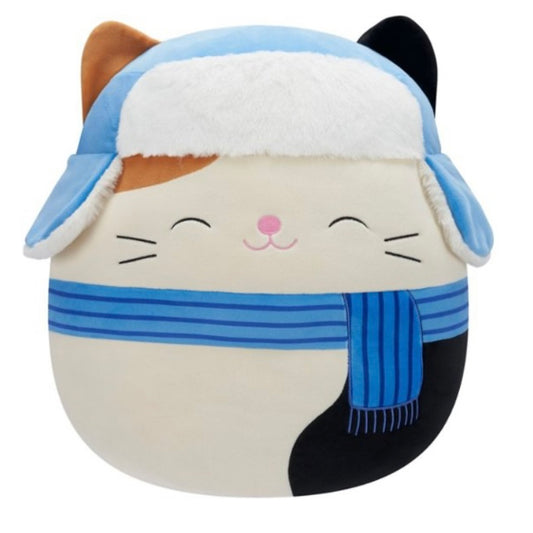 Squishmallows 16" Plush -Blue Scarf  Cam the Cat